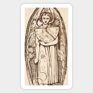 Dantis Amor - Study of Love with a Sundial and Torch by Dante Gabriel Rossetti Magnet